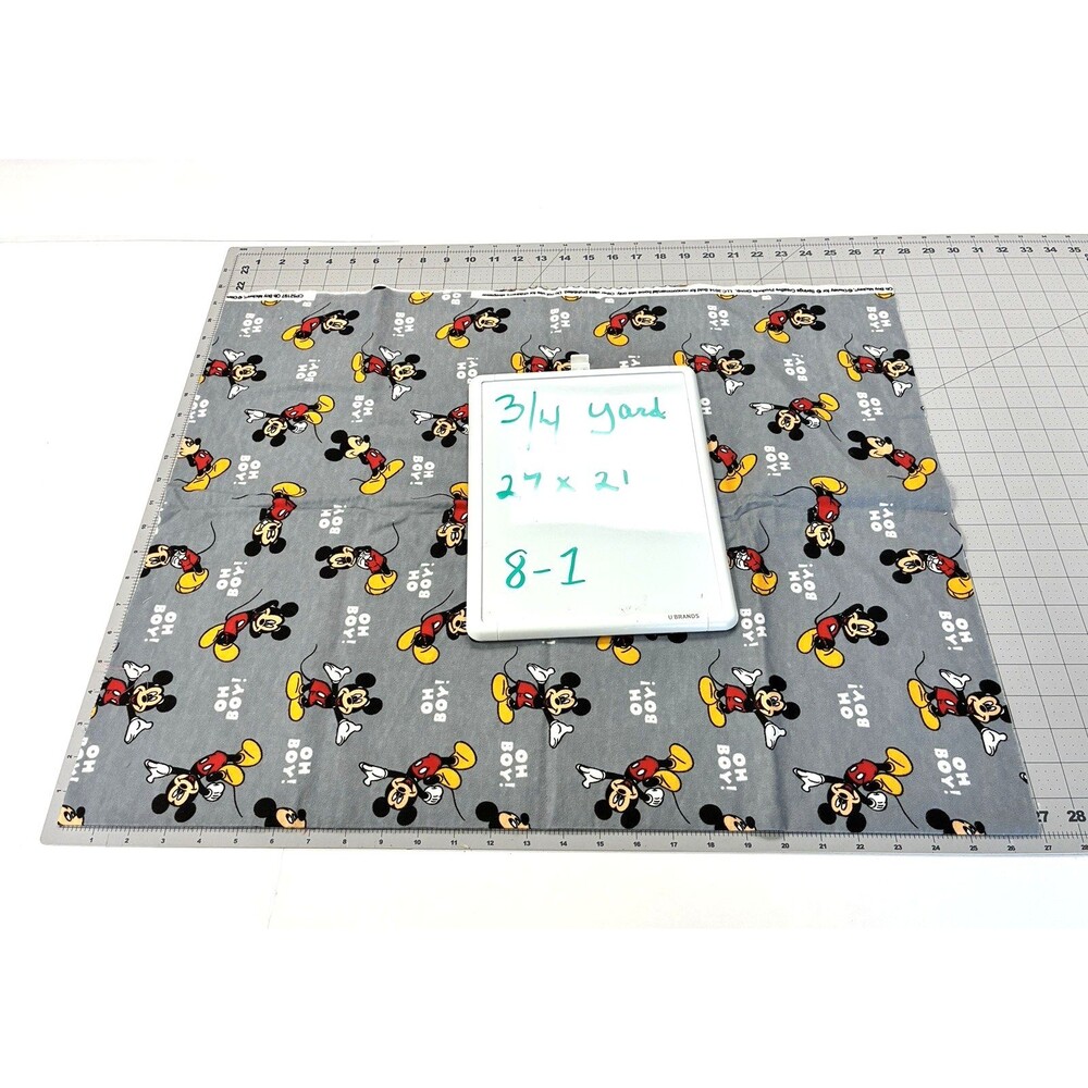 Disney Mickey Mouse Gray Flannel Fabric 3/4 Yard New  27 wide 42 inches Sku#8-1